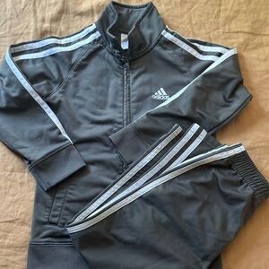 Grey Adidas kids track pants and track jacket